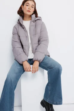 Chaqueta acolchada capucha poliéster reciclado