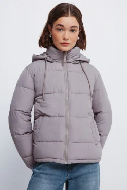 Chaqueta acolchada capucha poliéster reciclado