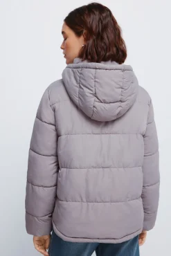 Chaqueta acolchada capucha poliéster reciclado