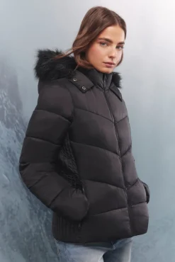 Chaqueta acolchada capucha pelo Sorona Aura