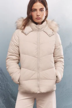 Chaqueta acolchada capucha pelo Sorona Aura