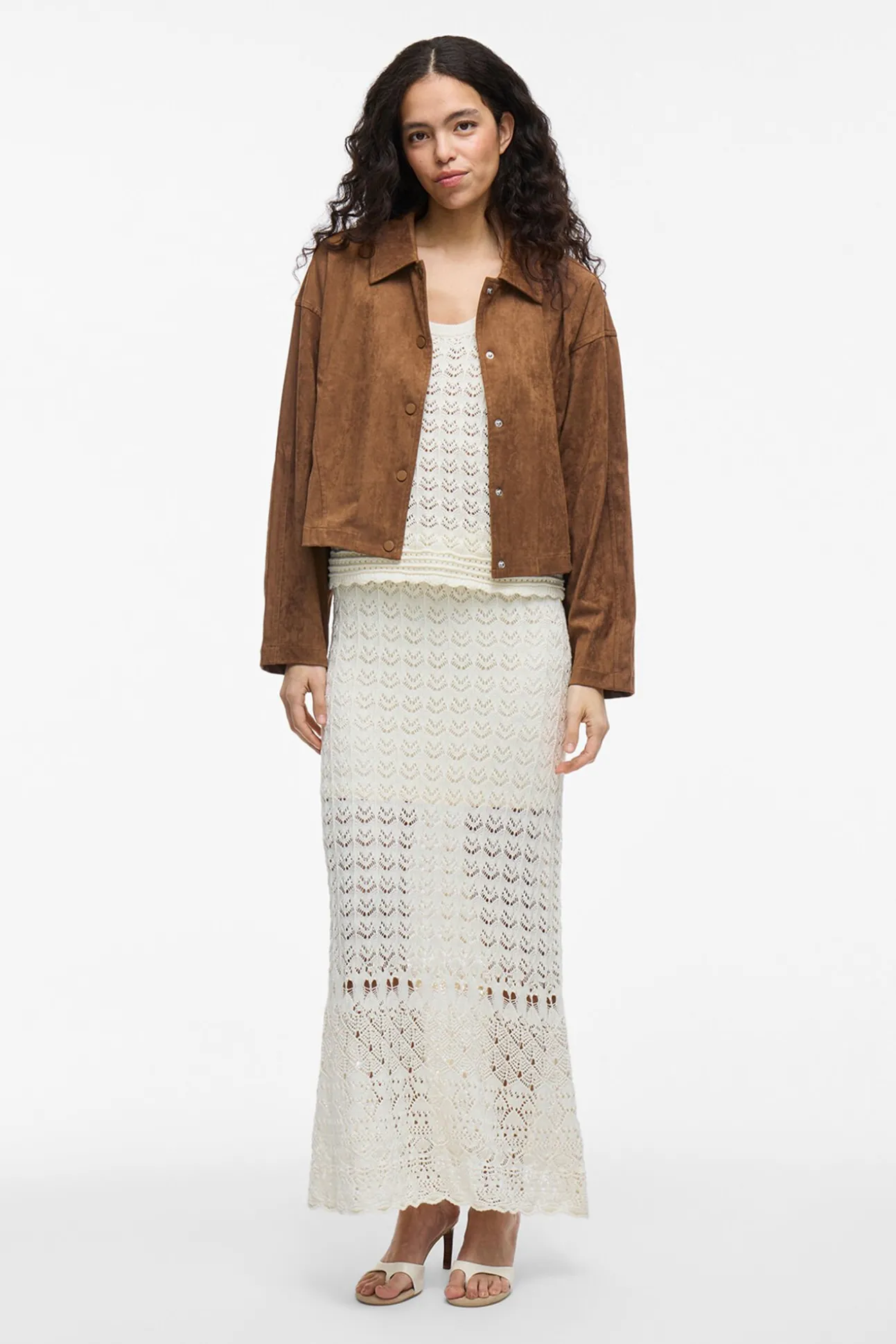 Chaqueta antelina abotonada