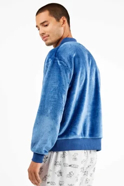Chaqueta bomber azul de peluche hombre