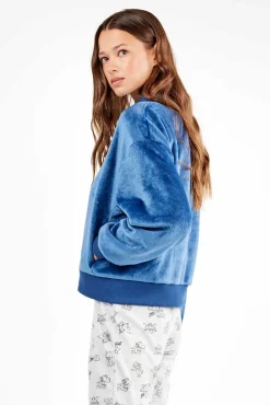 Chaqueta bomber azul de peluche mujer