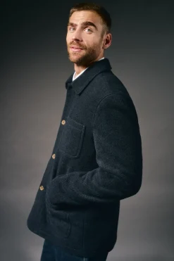 Chaqueta bouclé cuello camisero