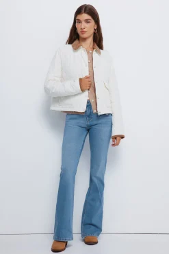 Chaqueta corta acolchada cuello pana