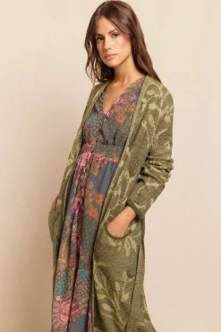 Chaqueta larga jacquard