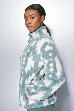 Chaqueta polar cremallera verde hielo