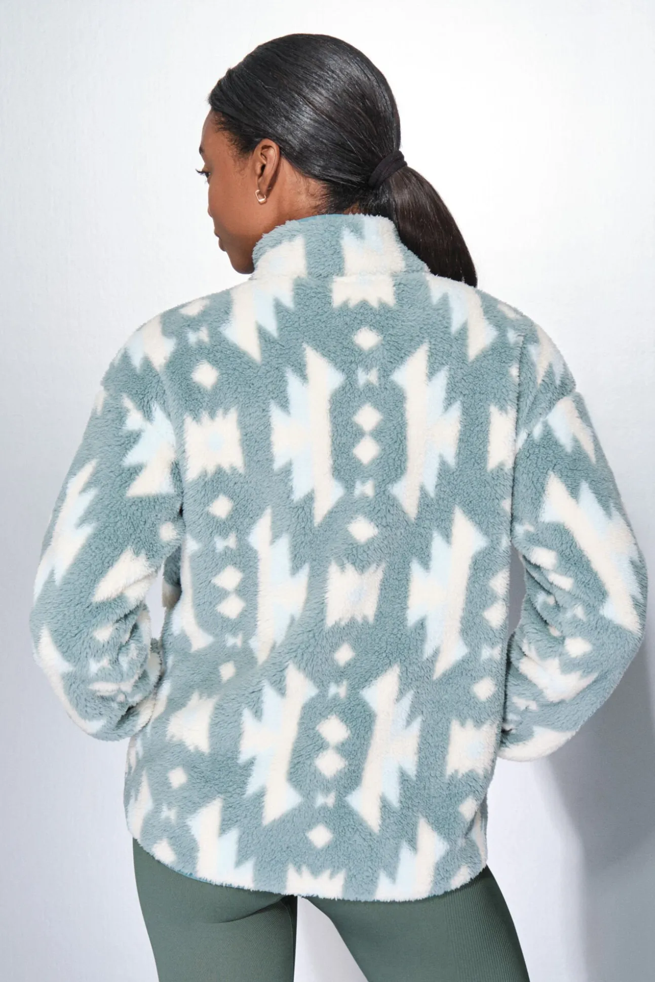 Chaqueta polar cremallera verde hielo