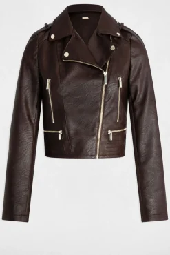 Chaqueta recta con cuello con muescas