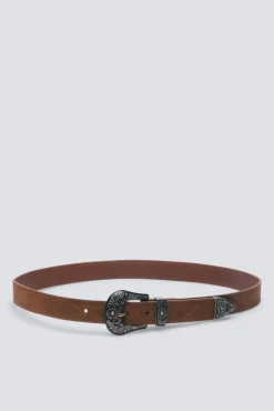 Cinturón cowboy hebilla flores