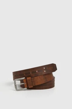 Cinturón Piel Hebilla Cuadrada