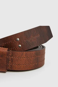 Cinturón Piel Hebilla Cuadrada