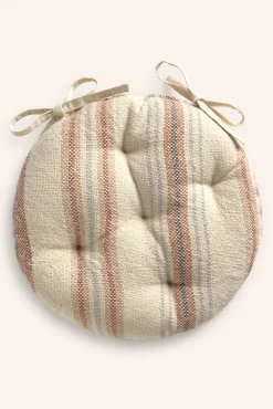 Cojín de silla redondo a rayas en tonos tierra Peru