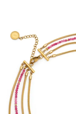 Collar Cleopatra Pink Acero Baño Oro