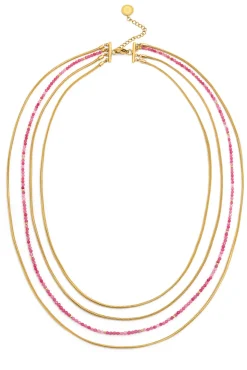 Collar Cleopatra Pink Acero Baño Oro