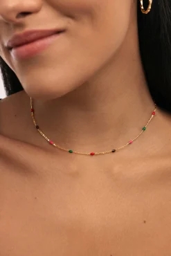 Collar Fine Enamel Miel Baño Oro