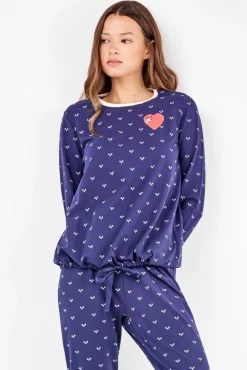 Conjunto pijama algodón corazones