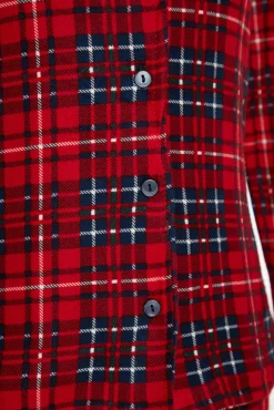 Conjunto pijama camisero cuadros rojo