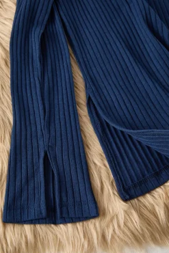 Conjunto pijama canalé aberturas azul