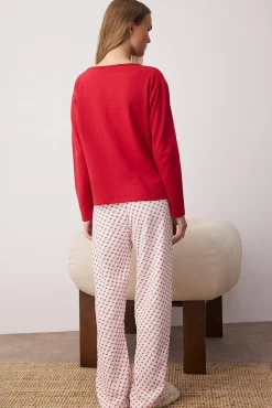 Conjunto pijama corazones rojo