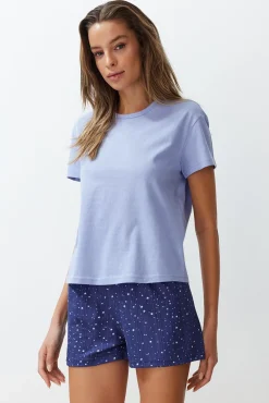 Conjunto pijama corto estrellas azul