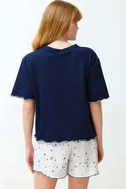 Conjunto pijama corto volantes estrellas azul