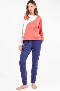 Conjunto pijama en felpa perchada motivos corazones