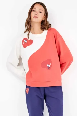 Conjunto pijama en felpa perchada motivos corazones