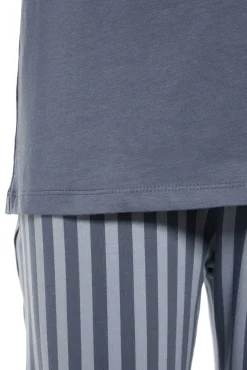 Conjunto pijama largo azul rayas100% algodón