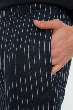 Conjunto pijama largo azul rayas