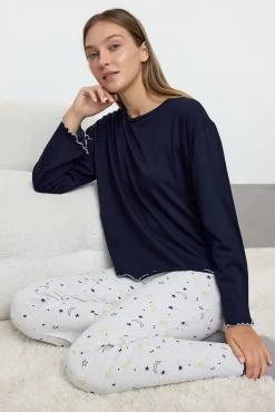 Conjunto pijama largo estrellas azul
