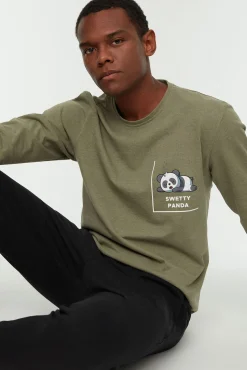 Conjunto pijama liso hombre dibujo panda