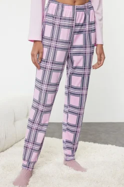 Conjunto pijama Navidad cuadros rosa