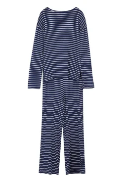 Conjunto pijama viscosa rayas azul arco iris