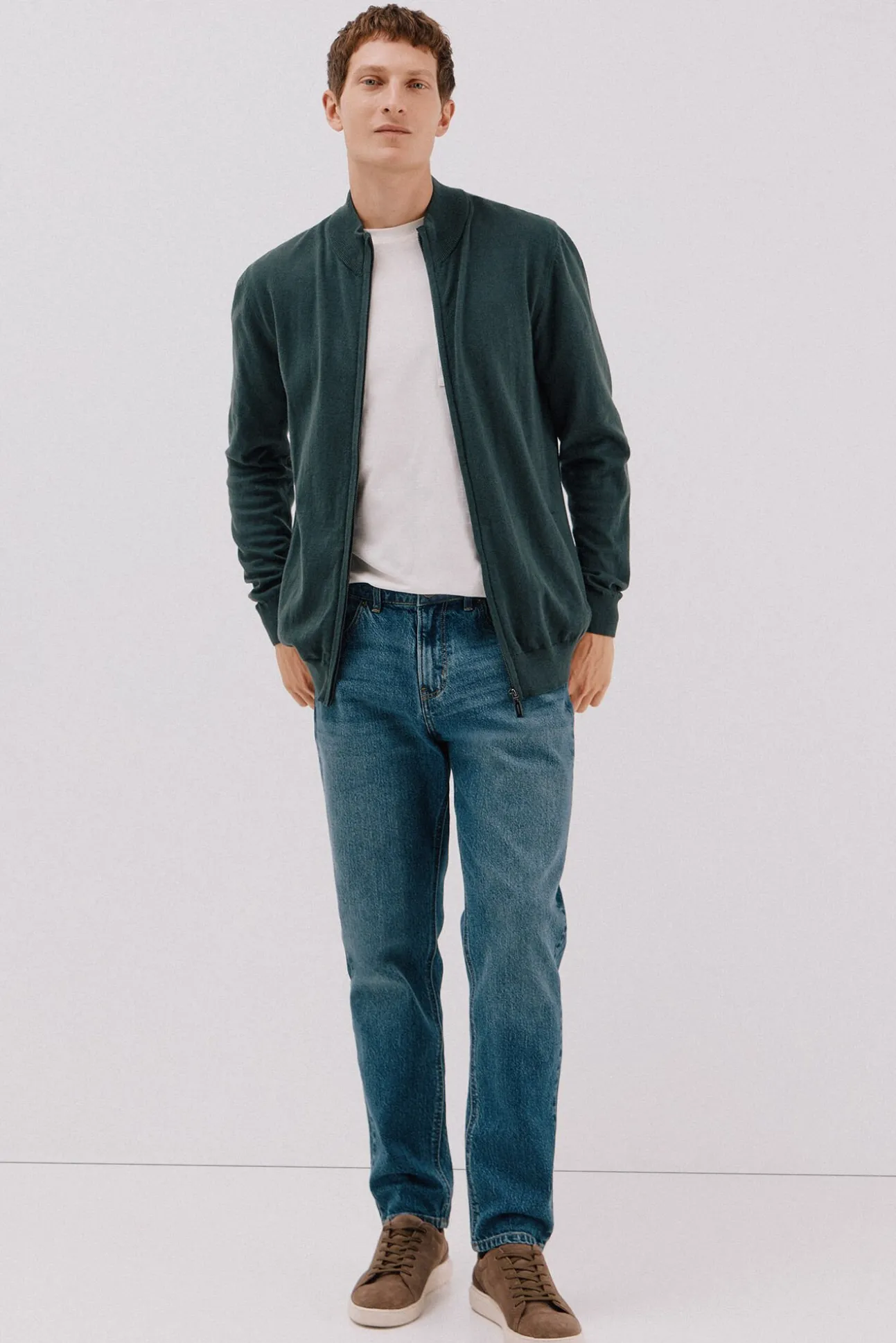 Cárdigan algodón con cashmere cierre cremallera