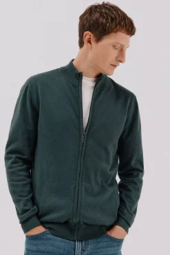 Cárdigan algodón con cashmere cierre cremallera