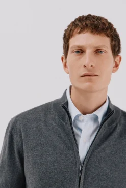 Cárdigan algodón con cashmere cierre cremallera