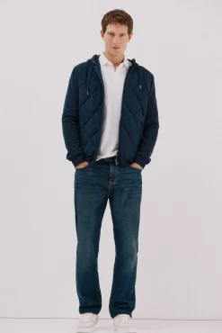 Cárdigan capucha tejido combinado