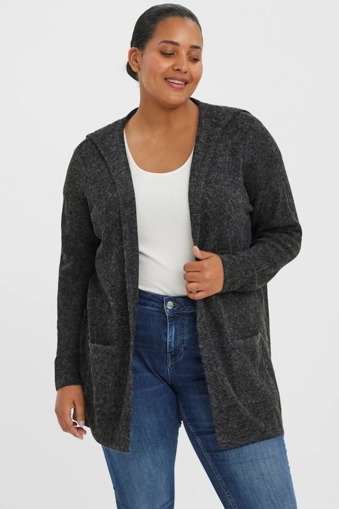 Cárdigan con capucha talla grande