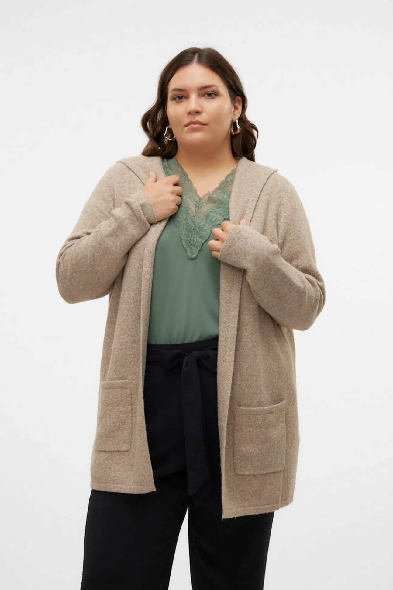 Cárdigan con capucha talla grande