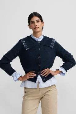 Cárdigan cuello bobo contraste