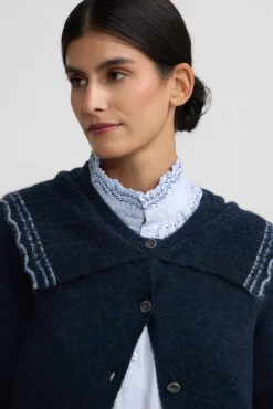 Cárdigan cuello bobo contraste