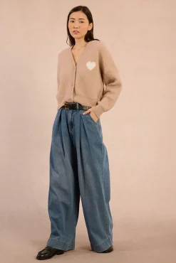 Cárdigan de manga larga detalle corazón