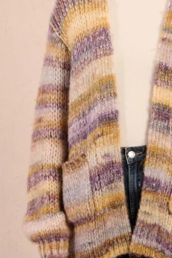 Cárdigan de mujer de manga larga estampado rayas