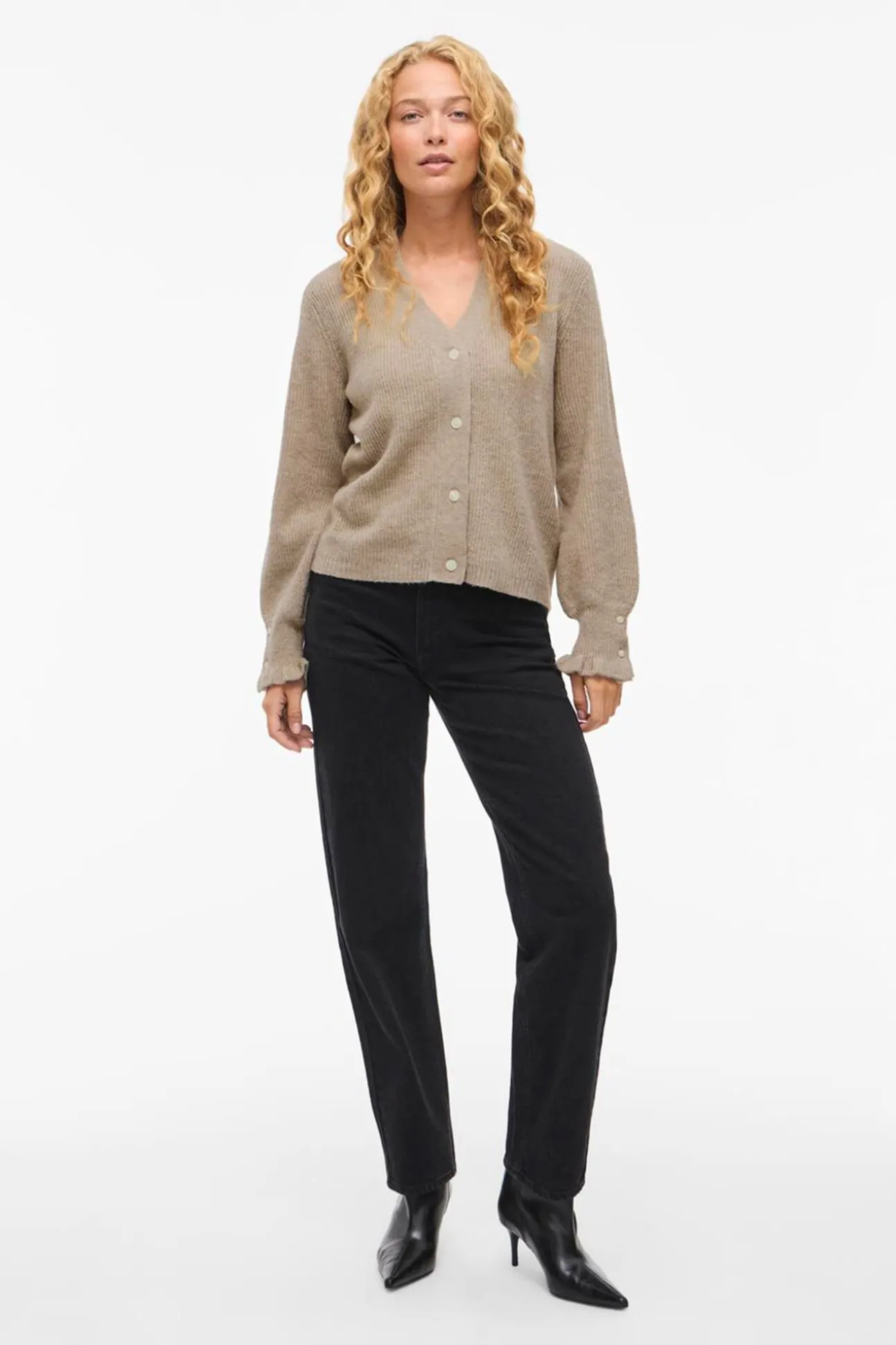 Cárdigan de punto con volantes en puños