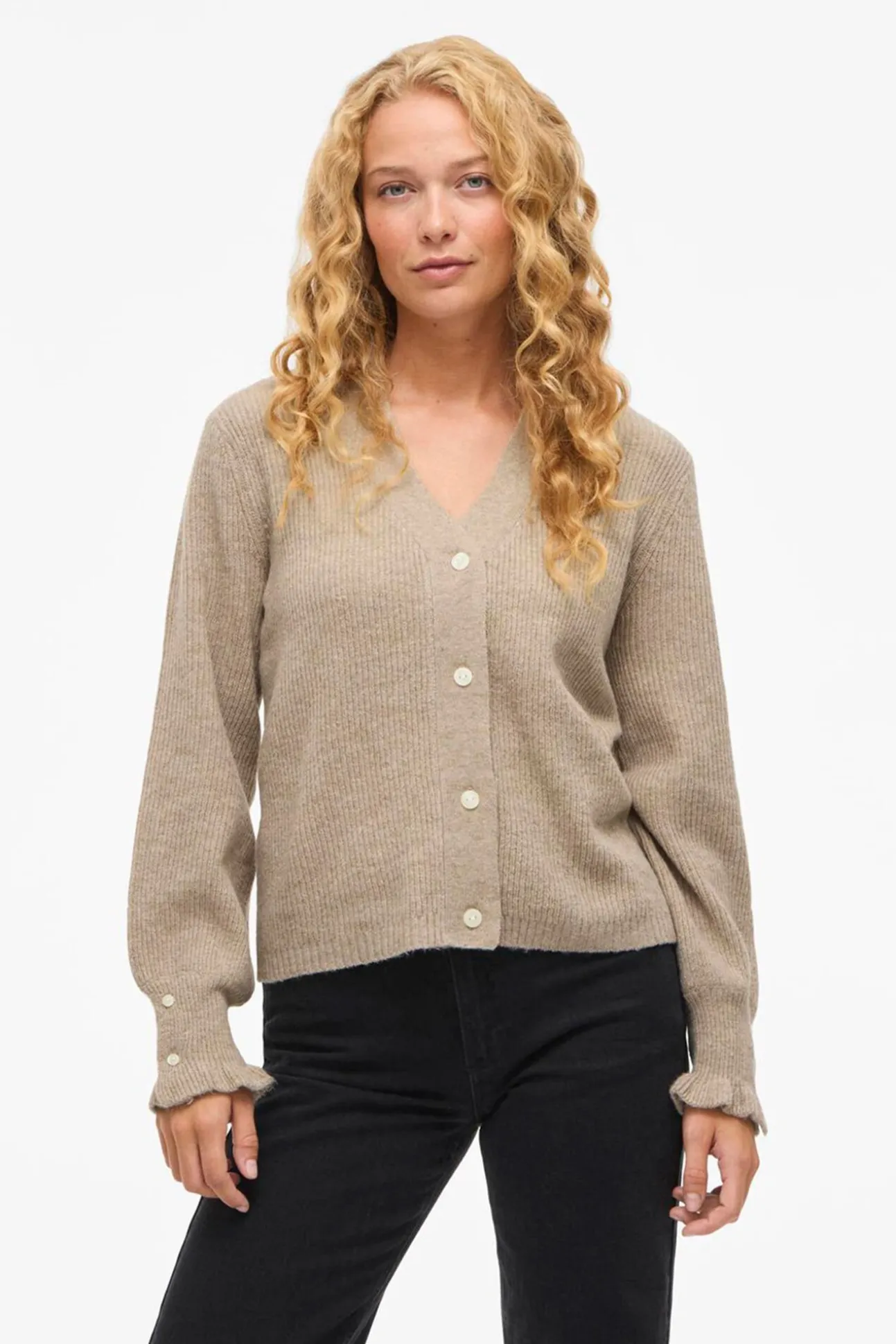 Cárdigan de punto con volantes en puños