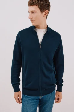 Cárdigan punto fino algodón cremallera