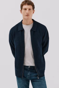 Cárdigan punto textura cierre cremallera cuello polo