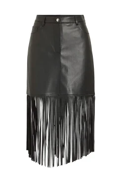 Falda de polipiel con flecos
